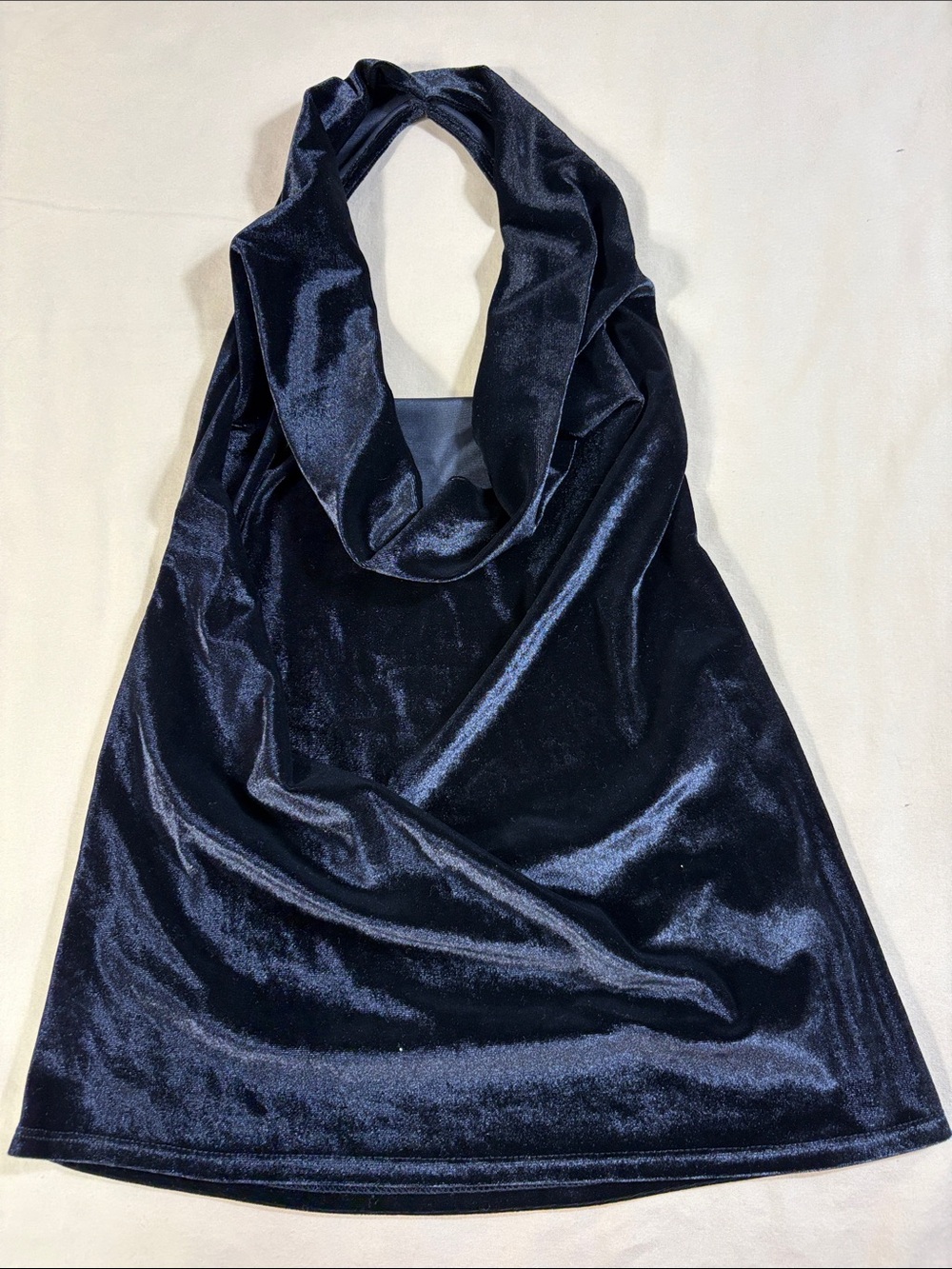 NWT Zara Festive Days Womens Black Velvet Cowl Neck Halter Top Open Back Size M